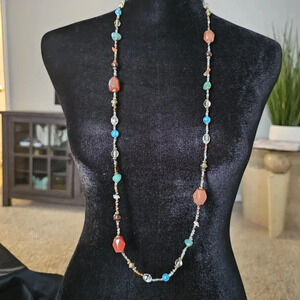 Necklace Rust & blue colors